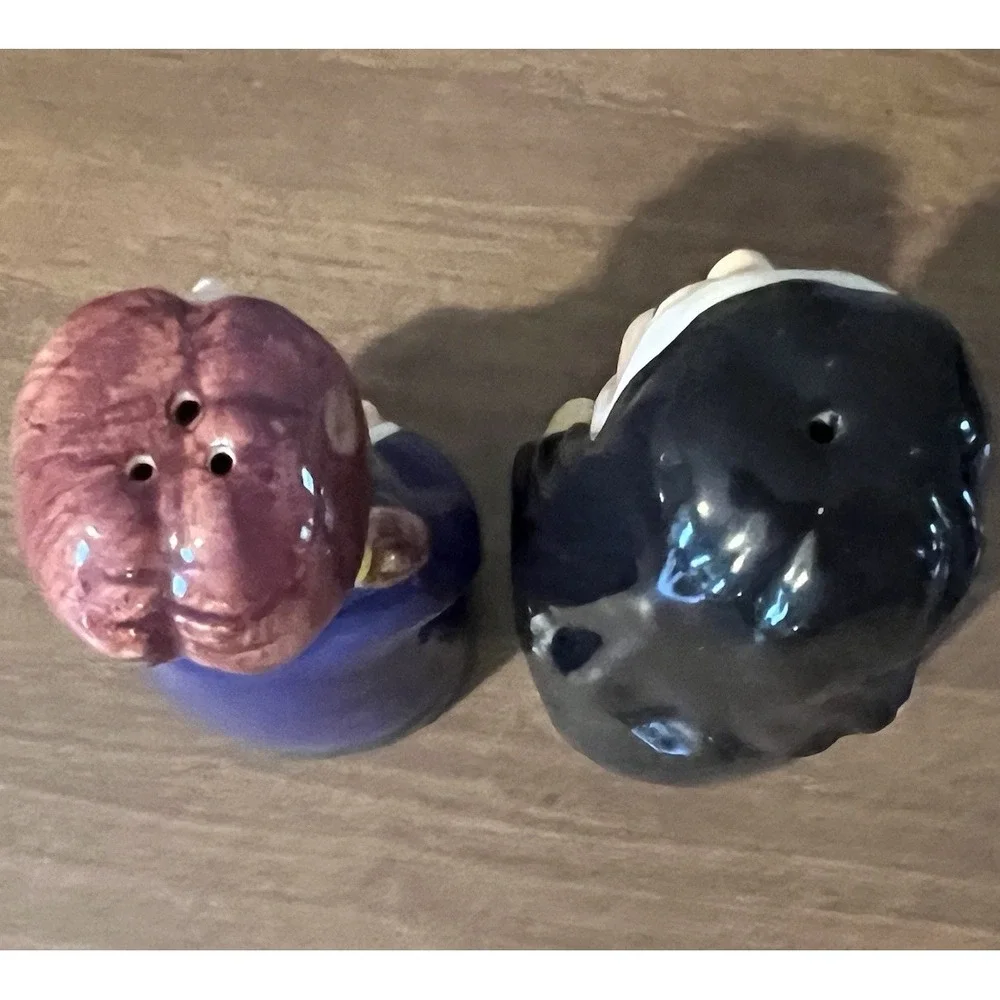 Nun & Catholic School Girl Salt & Pepper Shakers Ceramic Church Religion Vintage
